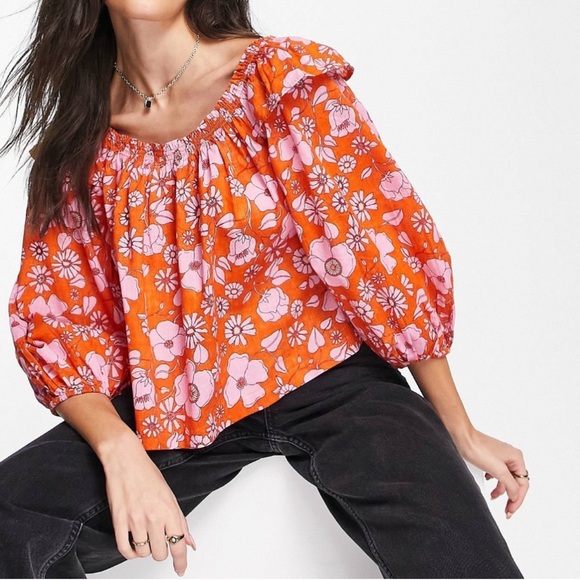Free People Tops - Free People NWT Miss Daisy Floral Printed Smock Blouse sz  S